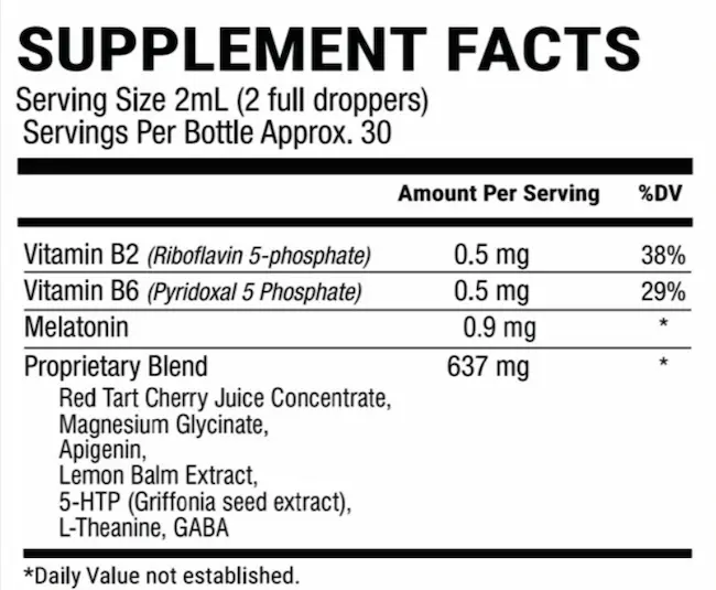 Yu Sleep supplement facts