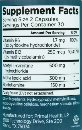 Advanced Nerve Support Supplement Facts