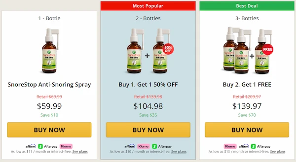 Pricing Details SnoreStop Spray